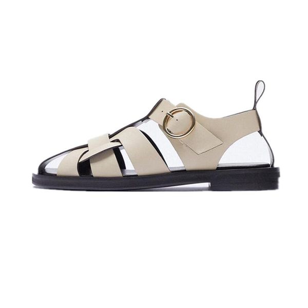 

sandals 2021 arrival women shoes real leather buckle strap beach cool ladies footwear fashion summer, Black