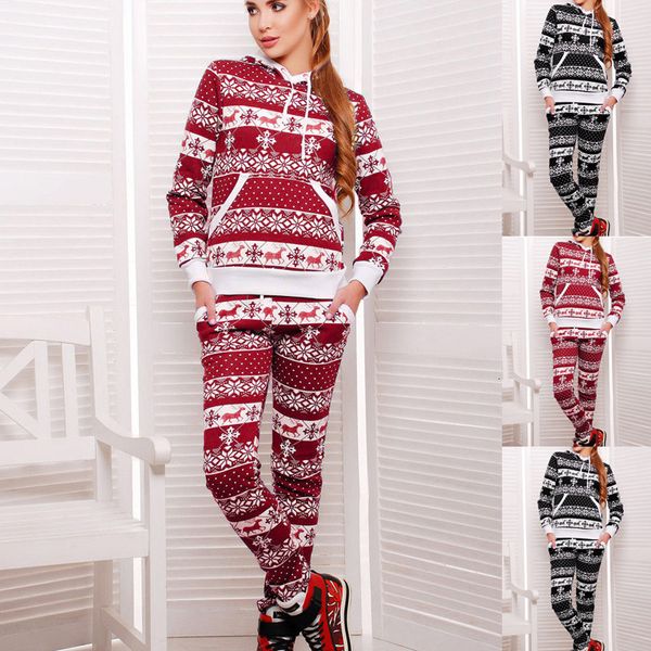 

2021 autumn winter hooded sweater pants set women, White;black