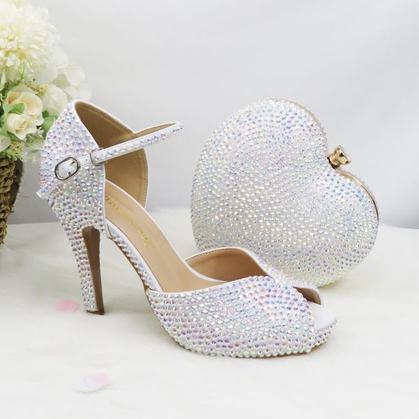 

sandals ladied peep toe crystal party dress shoes and bag women pointed bride wedding shoe high heel ankle strap pumps, Black