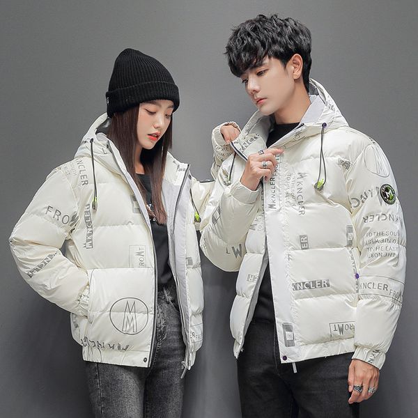 

down men's brand coat 2021 new korean fashion thickened autumn and winter hooded down cotton et, Black
