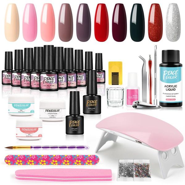 

nail art kits acrylic set for extension gel polish with uv led lamp varnish all manicure tools sets