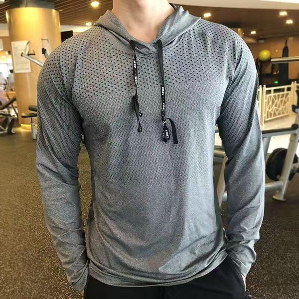 

men's hoodies & sweatshirts men's hooded bodybuilding training shirt loose sports musclewear sweatshirt men running sportswear fitn, Black