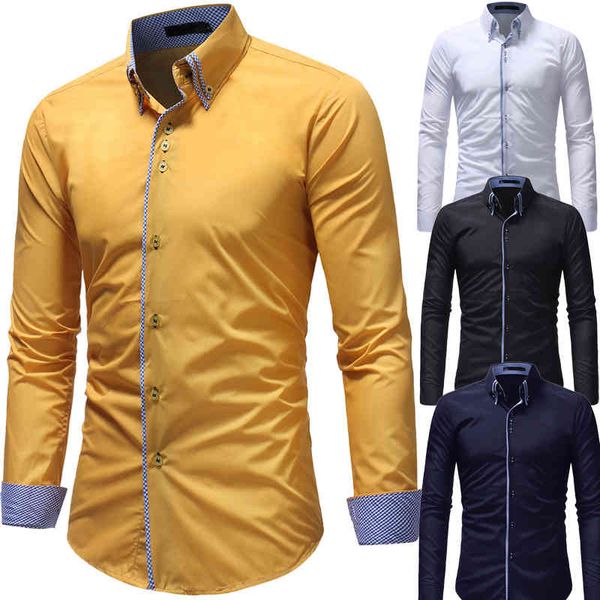 

long male double turn down collar single cardigan sharp shirt thin, White;black