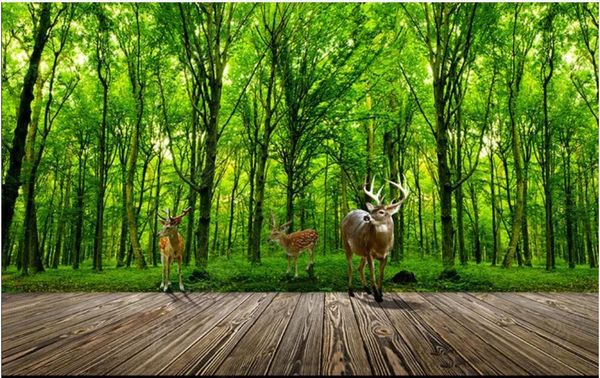 

wallpapers 3d po wallpaper custom mural elk green woods scenery home decor living room wall murals for walls in rolls