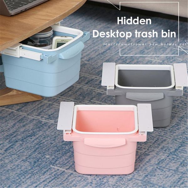 

waste bins invisible push-pull retractable trash can drawer storage box office household table under garbage bin portable