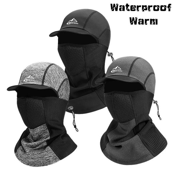 

winter cap warm hat full face mask scarf cycling outdoor windproof waterproof headwear camping skiing self-heating caps & masks, Black