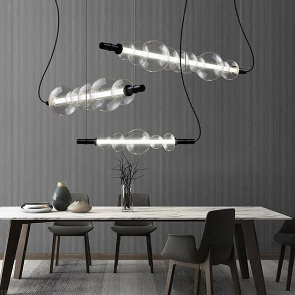 

minimalist loft dinner led pendant lamp art glass bubble tube studio cafe bar restaurant decor suspension light fixtures lamps