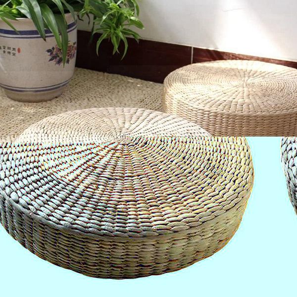 

cushion/decorative pillow japanese style handcrafted breathable padded knitted straw flat seat cushion, hand woven tatami cushion