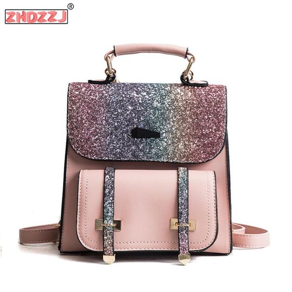 

outdoor bags 2021 girl sequin travel shoulder mochila feminina women backpack female schoolbags teenage bling messenger