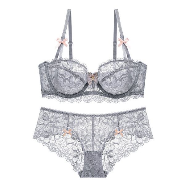 

bra set lace super thin lingerie half cup comfortable and breathable 9186 steel, Red;black