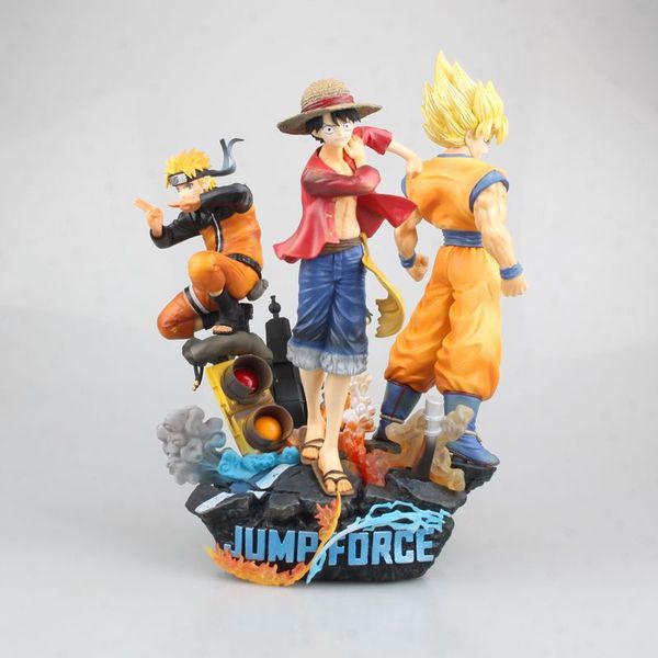 

26cm jump force figure toys luffy uzumaki kakarotto three pvc model cartoon doll