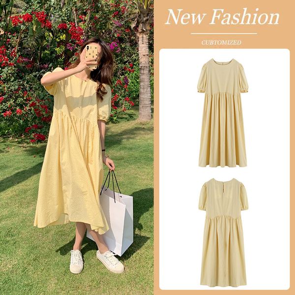 

dot ~large women's dress summer fat chiffon mm medium length slim short sleeve skirt, Black;gray