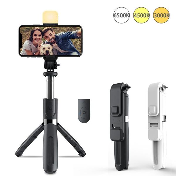 

selfie monopods stick reinforced phone tripod stand with fill light wireless remote control for 12 smartphone