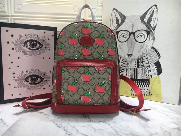 

designer luxury zip pocket backpack red apple coated canvas small backpack size: 24.30.14cm