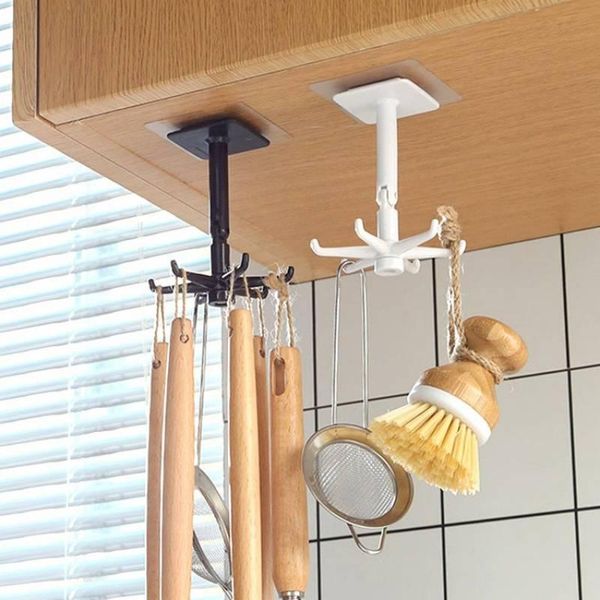 

hooks & rails 360-degree rotating storage gadgets kitchen 6 multi-purpose rotatable shelf household items