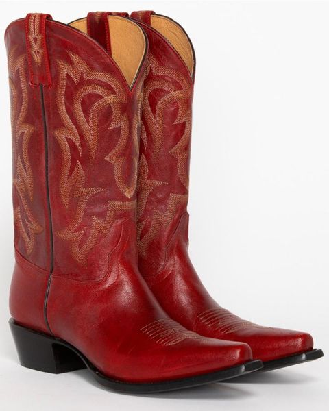 

boots red leather snip toe western, Black
