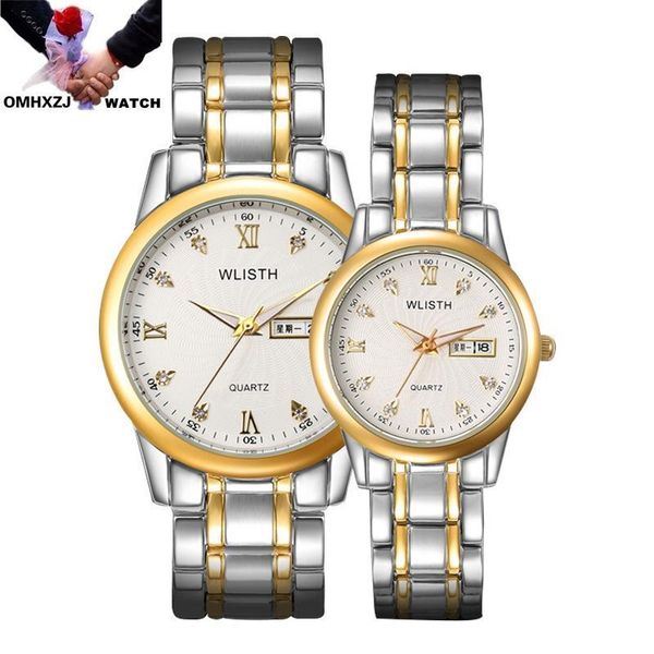 

korean version of luminous waterproof trend casual diamond double calendar quartz movement steel belt couple watch wristwatches, Slivery;brown