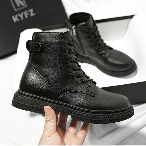 

motorcycle women's boots winter soft leather shoes ankle black botas wedges female lace up platforms women mujer