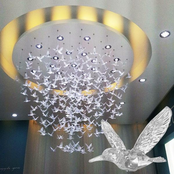 

pieces / lot luxury crystal clear acrylic hummingbird chandelier accessories decoration home room decor el lobby