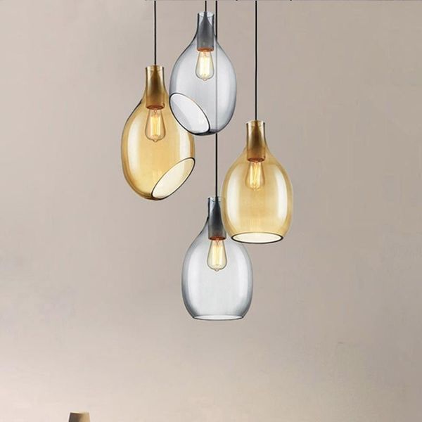 

pendant lamps nordic designer lights water drop glass hanglamp for dining room bedroom loft luminaire suspension e27 kitchen fixtures