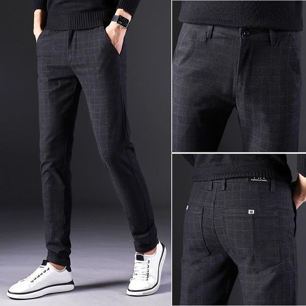 

brand spring and summer men's trousers casual thin straight pants for male stretch small feet trouser, Black