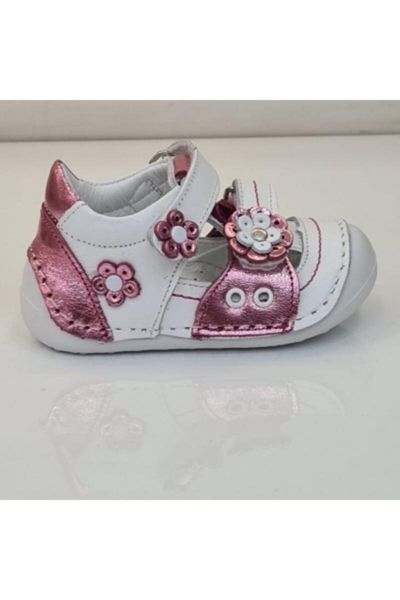 

sandals baby girl fuchsia white floral embroideried orthopedic, Black