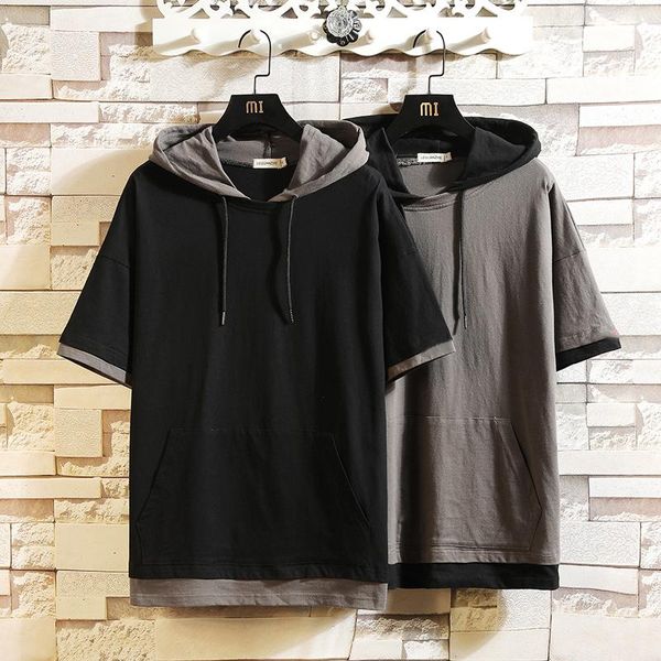 

men's hoodies & sweatshirts 2021 summer black sweatshirt streetwear hip hop punk rock one piece friends body oversized short