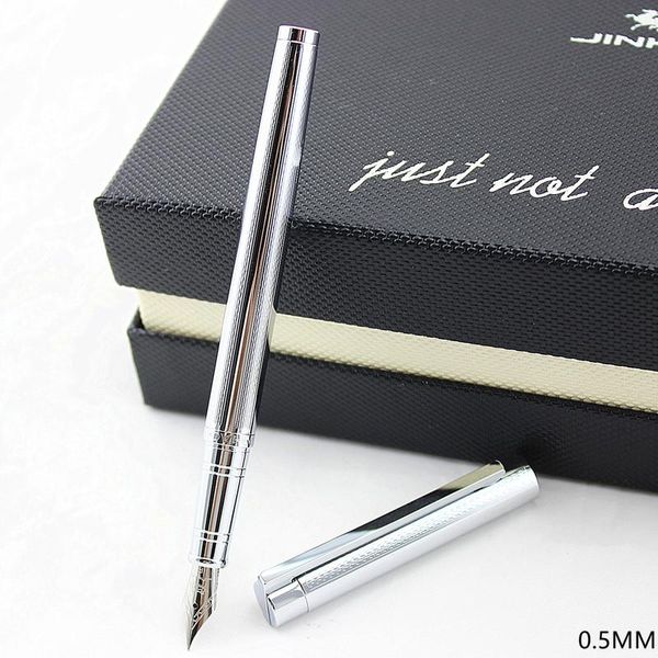 

jinhao 126 classic silver fountain pen with 0.5mm iridium nib the business gift metal ink pens