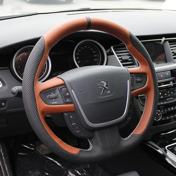 

steering wheel covers diy suede leather car cover for 3008 408 508 206 207 307 accessories