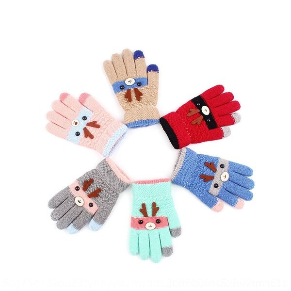 

hatg 2020children' warm gloves autumn and mittens winter cute cartoon knitting all finger boys and girls warm gloves christmas, Blue;gray