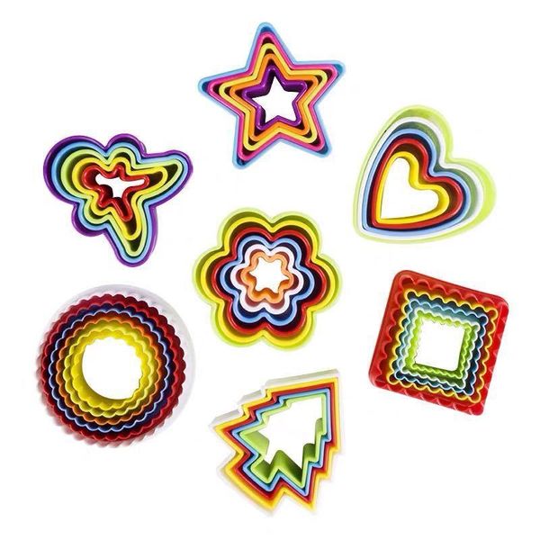 

baking moulds 5/6pcs flower/tree/heart type cookies molds plastic cake mould biscuit plunger forms diy tools decorating