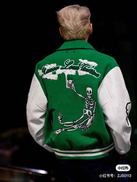 

men's jackets autumn winter mens womens jacket outer coats embrodiery baseball uniform green desinger skull embroidered women men jacke, Black;brown