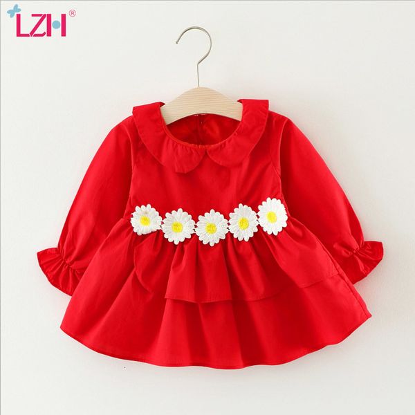 

girl's dresses lzh autumn casual cotton long sleeve for girls princess newborn clothes infant baby red green dress 1027, Red;yellow