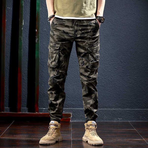 

men's jeans fashion streetwear multi pockets casual cargo pants for military camouflage ankle banded trousers hip hop joggers v0ex, Blue