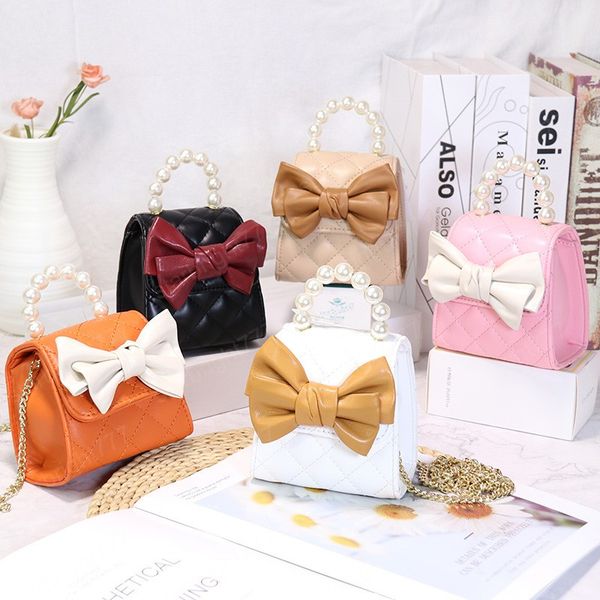 

kids handbags fashion bag girls bags children accessories mini women purse children's shoulder messenger handbag bowknot princess chain, Black