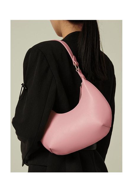 

evening bags woman's stylish solid color half moon design sweet macaron daily date 2021 casual shoulder orange armpit