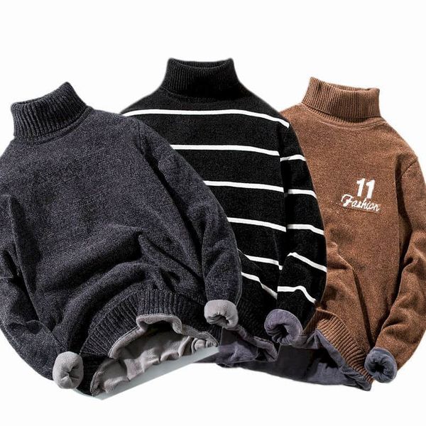 

men's sweaters high neck warm sweater, long sleeved shirt, youth winter, thick veet clothes, comfortable casual coat, 2021, White;black