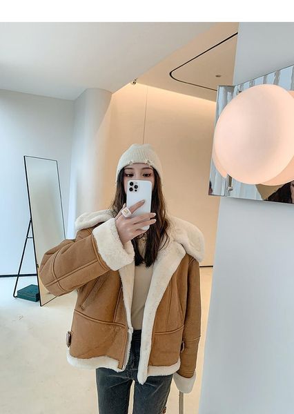 

women's fur & faux european merino sheep coat female mid-length lamb warmest and soft jacket winter 2021 style locomotive, Black