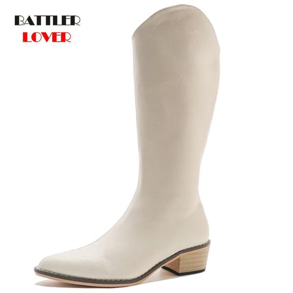 

boots 2021 women beige high heels wedges long lady riding cowboy botas for female autumn designer pointed toe knee-high boot, Black
