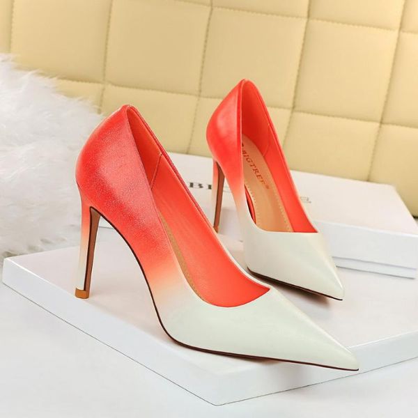 

dress shoes women color fashion gradient pointed toe thin high heels stiletto party ladies pumps sapatos femininos, Black