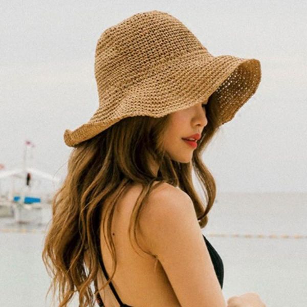 

wide brim hats summer holiday floppy straw hat women ladies beach foldable bow flower sun sun-cap, Blue;gray