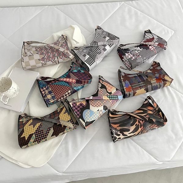 

evening bags women's bag vintage fashion pu leather printing shoulder underarm for women casual ladies female shopper handbags purse