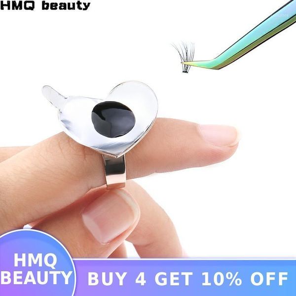 

1pcs reusable eyelash extension rubber ring rose gold heart shape single false glue bracket pigment1