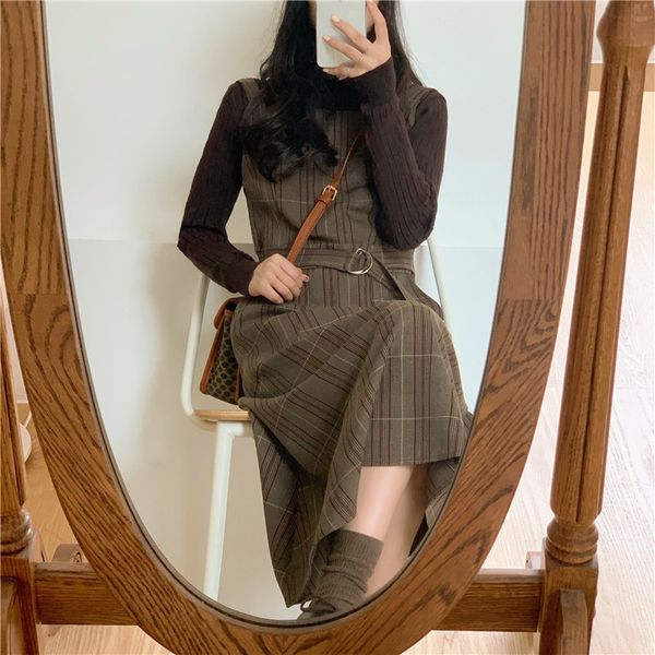 

s xl knitting sweater spring femme boho sleeveless women dresses female dress vintage suits braces robe vestido 210417, White
