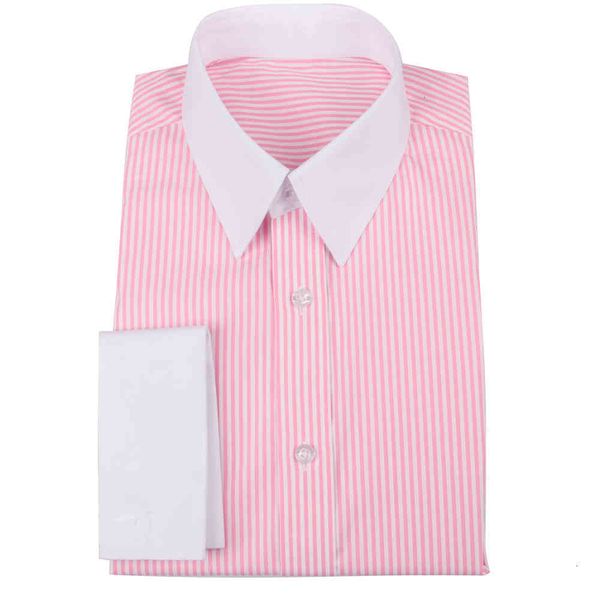 

men's dress shirts tailor made 100% cotton pink striped men ,bespoke contrasting white collar french cuff slim shirt fqt3, White;black
