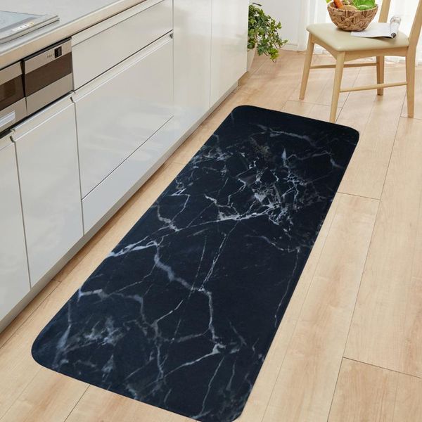 

carpets 1 pc anti-slip kitchen carpet black white marble printed entrance doormat floor mats for living room rugs mat bathroom