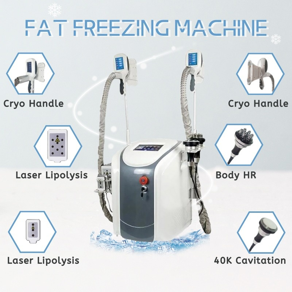 Crioterapia de escultura corporal Lipolaser Cavitação Máquina de frequência Tratamentos de radiofrequência Freeze Spra -Slimmeth Máquina de slimming Cryo Vacuum Laser RF