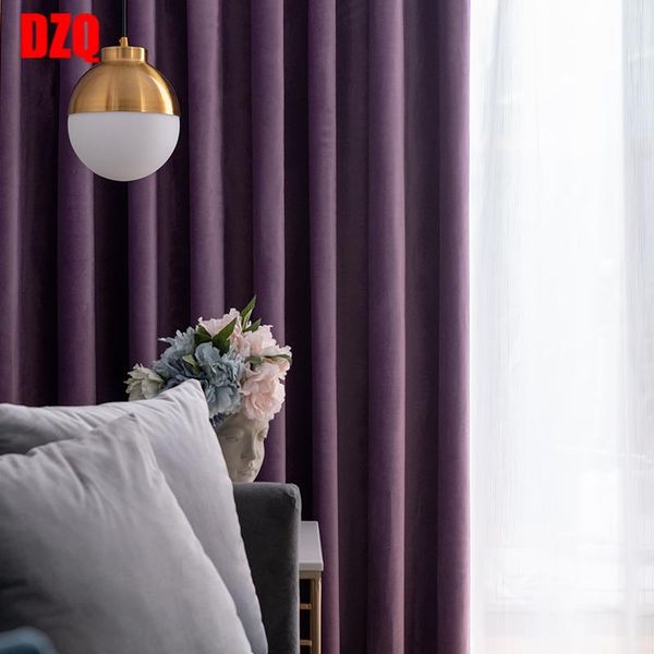 

curtain & drapes luxury green/purple/pink blackout window curtains for living room bedroom soft blinds solid chinese thick flannel