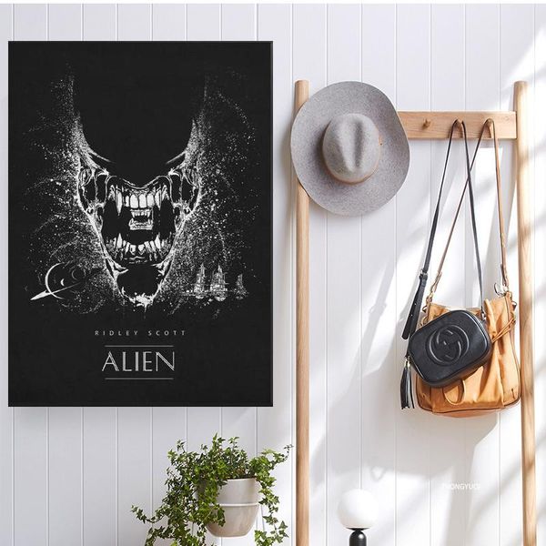 

paintings alien black & white classic movie posters silk wall art canvas painting for living room home decor frame