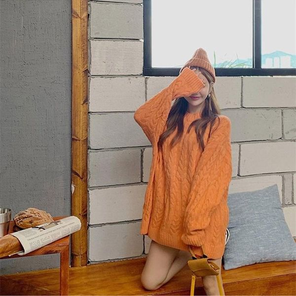 

women's sweaters women fashion 2021 autumn winter pullover round collar loose thick long sleeve solid color simple knit mew, White;black